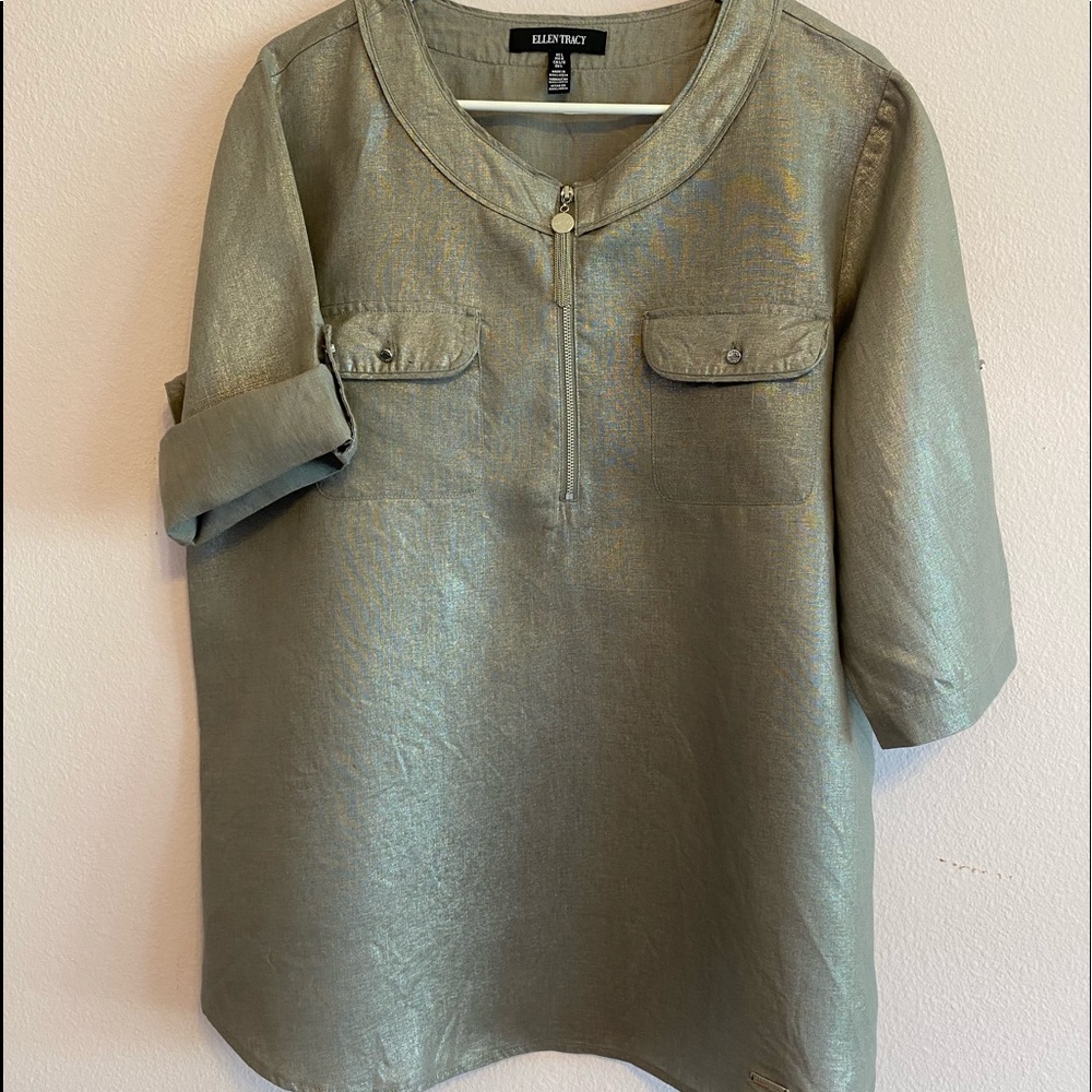 Ellen Tracey Silver/Gray Metallic Blouse